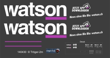 Ge 4/4 III 648, Werbebeschriftung Watson.ch, Decalset und Plottfolie