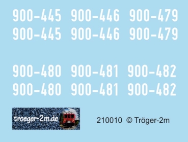 Umbeschriftungsnummern für 6-fenstrigen Wagen, Decalset