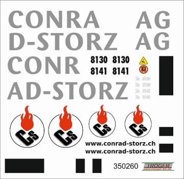 Za 8130 oder 8141 "Conrad Storz AG" Werbebeschriftung für Kesselwagen der RhB, Decalset und Plottfolie -- SPUR 0