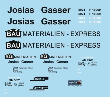 Gb 5021 - P10069 mit Werbebeschriftung "Josias Gasser Bau Materialien", Decalset