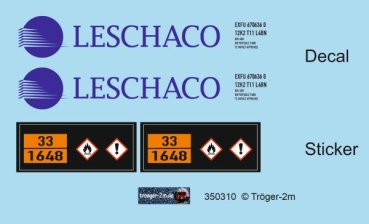 Werbebeschriftung LESCHACO für 10 Fuß Tankcontainer