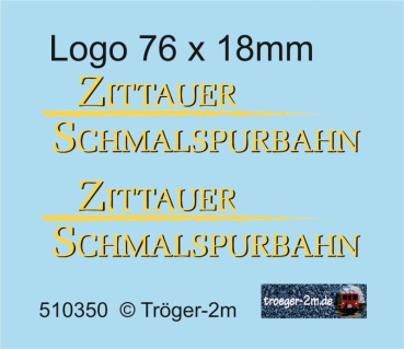 Logo "Zittauer Schmalspurbahn" 76x18mm, Decalset