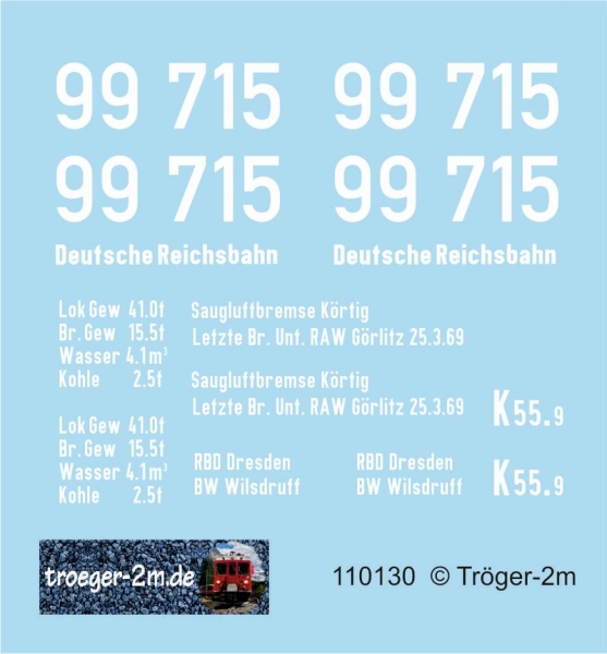 Sächsische VI K 99 715, Decalset