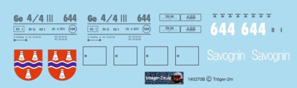 Ge 4/4 III 644 Savognin, Decalset