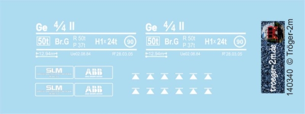 Ge 4/4 II data block and nameplates until 1984, decalset