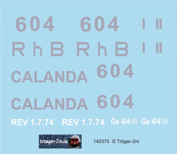 Ge 4/4 I 604 CALANDA, Decalset