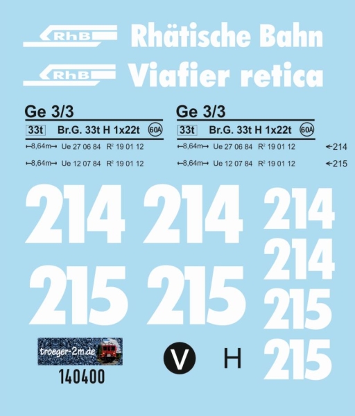 Ge 3/3 214 or 215, decalset