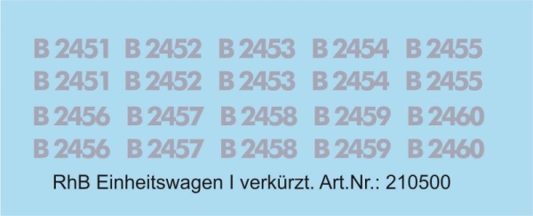 Umbeschriftungsnummern für RhB Einheitswagen I, Decalset