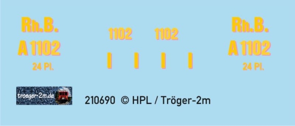 RhB passenger car A 1102, decalset