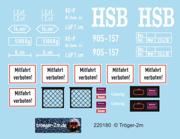 905-157 HSB bicycle car, decalset