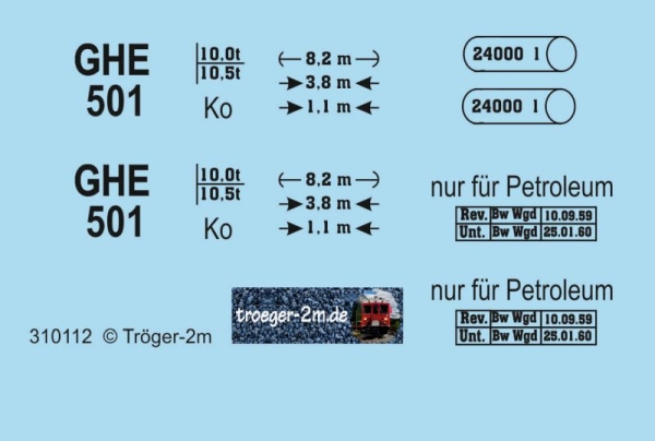 GHE 501, Decalset schwarzer Druck