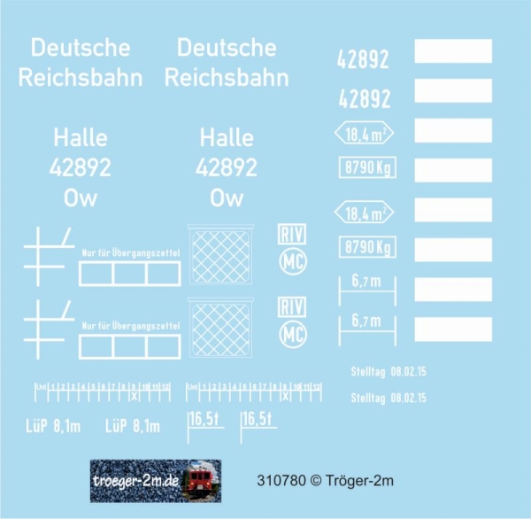 Niederbordwagen Ow Halle, DRB, Decalset