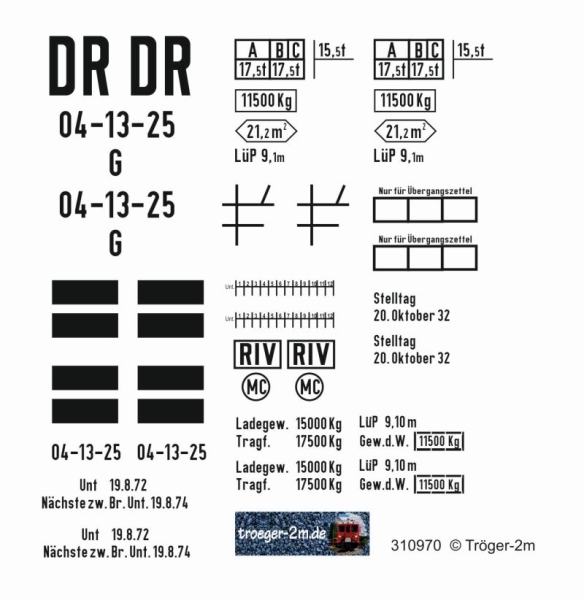 Gw Bauart G 20, 04-13-25, DR, Epoche III, Decalset