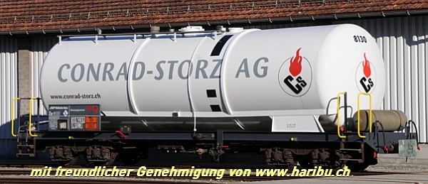 Za 8130 oder 8141 "Conrad Storz AG" Werbebeschriftung für Kesselwagen der RhB, Decalset und Plottfolie