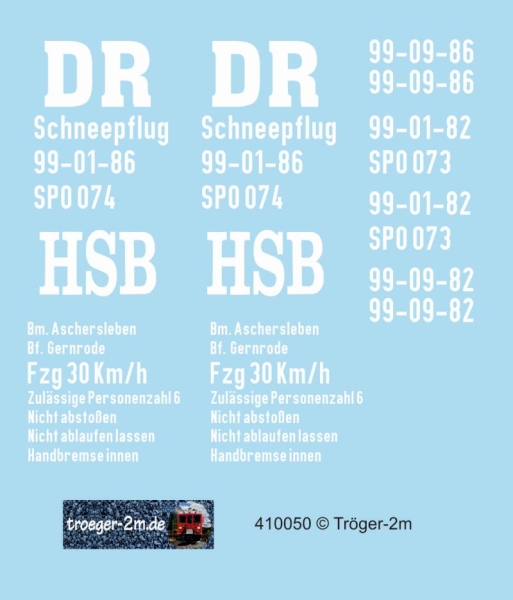 Neubauschneepflug 99-01-82 oder 99-09-82 SPO 073, Decalset