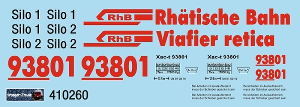 Xac 93801 der RhB, Decalset