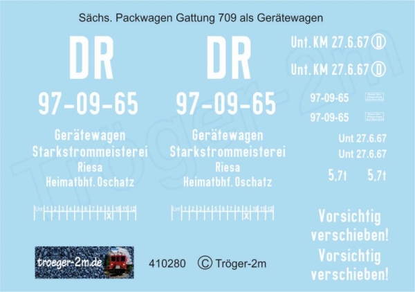 Gerätewagen, vormals sächsischer Packwagen 97-09-65, Decalset