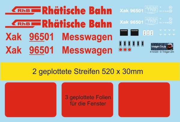 Xak 96501 RhB Messwagen, Decalset und Zierstreifen