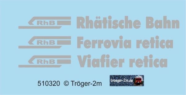 RhB - Logo mit Schriftzug, geplottet, Lichtgrau RAL 7035