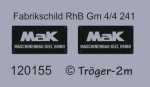 Fabrikschild MaK (Maschinenbau Kiel GmbH), Aufkleber
