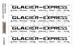 Zuglaufschild "Glacier-Express" historisch, 2 Satz, Aufkleber
