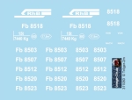 FB 8518 und 5 weitere Nummern der RhB, Betriebszustand 1977-95, Decalset