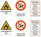 Warnschilder Tanklager für Dieselkraftstoff, Aufkleber mit Konturschnitt